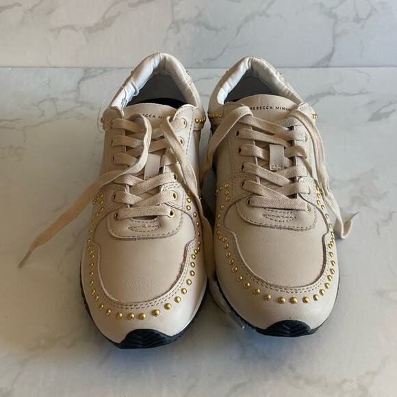 Rebecca Minkoff Shoes - New Rebecca Minkoff Leather Devine Lace Up Sneakers Cream Gold Metal Women's 8